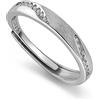 Meissa Anelli di coppia Argento 925 Fedi nuziali con diamanti dainty Uomo e donna Anello della promessa Anello di fidanzamento Misura regolabile (1 anello-2,8mm di larghezza)