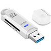 wirlsweal Lettore di schede SD USB 3.0, prestazioni stabili Design a doppio slot per schede Lettore di schede SD ad alta velocità per Windows Xp/7/8+, Mac Osx 10.5+, Linux Bianco