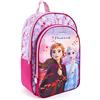 PERLETTI Zainetto Bambina Colorato Principesse Anna Elsa - Zaino Bimba Disney Frozen 2 con Pratica Tasca Frontale per Asilo - Cartella Scuola Materna Elementare Rosa e Lilla per Bimbe - 36x25x12 cm - Perletti