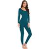 Mcilia - Completo Intimo Termico da Donna, Modale Ultra Sottile, con Scollo Rotondo, Camicia a Maniche Lunghe & Leggings, Blu Pavone X-Large (EU 48 50)