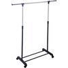 BAKAJI Stand Appendiabiti Allungabile Singolo Telescopico con Aste Appendi Abiti Estensibili Ruote Girevoli Attaccapanni Regolabile Negozio Casa Hotel in Acciaio e ABS Dimensione 155 x 41 x 145 cm
