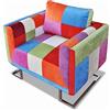 vidaXL Poltrona a Cubo con Gambe Cromate Tessuto Design Patchwork Seggiola