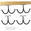 ZAAWUUT Ganci da appendere al soffitto in ferro, confezione da 4 ganci in metallo, con doppia punta, per cappotti, asciugamani, cappelli, sotto armadietti, guardaroba (4, nero)