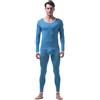 Generisch Set di biancheria intima termica da uomo, ultra sottile, seta di ghiaccio, a maniche lunghe, pantaloni stretti, pigiama, alla moda, sexy, da uomo, casual, sportivo, con cappuccio, set di