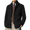 VaiKanhai Cardigan Uomo Moda Tempo Libero Solido Lana Maglia Collo Alto Manica Lunga Stile Lungo Cardigan Cappotto Cappotto Lungo Uomo, Nero , M