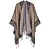 Generic Scialle Scozzese da Viaggio da Donna avvolge Poncho Aperto sul Davanti Caldo Maglioni Oversize Scialli Cardigan Casual per l'autunno Inverno Giacca Donna Elegante Taglie Forti (Khaki, One Size)