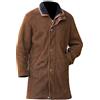 Fashion_First Cappotto lungo da uomo in pelle scamosciata - Trench da uomo in pelle scamosciata con colletto in finto montone, Marrone classico, 4XL
