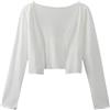 CuLtP Cardigan Elegante Donna Coprispalle da Donna Bolero Cardigan A Maniche Lunghe in Seta Estiva di Ghiaccio Giacche Bolero Corte Slim Coprispalle Leggeri per Abiti da Sera Cappotto Casual Bianco S