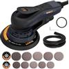 MAXXT Levigatrice Palmare Orbitale Elettrica 5 mm - Motore Senza Spazzole, Platorelli da 150 mm e 125 mm, Aspirazione Centrale - Ideale per la Lavorazione del Legno su Misura