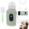 AOUZOVLI scaldabiberon portatile per bambini, con display LCD a 20 livelli, temperatura regolabile, con spazzola per bottiglie, adatto per tutte le bottiglie (verde)