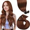LaaVoo Extension Capelli Veri Cheratina 40 cm 50g 50 ciocche - Capelli Umani Remy Lisci Rosse Marrone - Extension Professionale Naturale #33