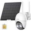 ieGeek 4G LTE Telecamera Esterno con SIM, 2K 360°PTZ Videocamera Sorveglianza Senza Fili con Pannello Solare & Batteria, Visione Notturna a Colori, PIR Rilevamento, Allarme, Audio Bidirezionale, IP66
