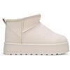 BOSANOVA Stivaletti invernali da donna realizzati in camoscio con gambo basso di 9 cm, dettaglio interno in pelo e suola con piattaforma dentata. Senza chiusura. Scarpe da donna, beige, 39 EU