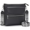 JSDOST Borsa a Spalla Donna Grande Borse Tracolla Donna Borsetta Donna Borsa Bauletto Donna Borsa Elegante Donna Nero Borsa Multitasche Con 4 tasche e 7 scomparti