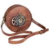 VALICLUD Borsa a tracolla rotonda steampunk borsa a tracolla gotica cerchio punk rock portafogli per le donne, marrone, 18,5 x 18,5 x 8,5 cm