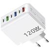 Generico Caricatore da muro USB C, adattatore da muro USB C,Adattatore per presa a muro da 120 W - Adattatore per presa da muro multiporta, hub caricatore da muro a ricarica rapida con 3 USB C e 3 USB A per pi