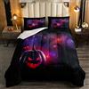 Loussiesd Piumino Halloween Piuma Piuma Zucca Lanterna Inserto Male Ridere Occhi Rossi Piumino per Bambini Ragazzi Ragazze Trapunta In Microfibra Nero 2 Pz Biancheria 135x200cm