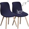 JUNZHE Coprisedie a conchiglia retrò per sedie in spandex elasticizzato stampa lounge protezione per sedie ad angolo per sala da cucina,club, decorazioni per la casa (blu navy, set di 2)