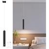 ACMHNC Lampada a Sospensione Ricaricabile LED, Lampada a Sospensione Camera da Letto con Batteria 4500 mAh, Dimmerabile Touch, Lampadario a Sospensione Cilindro Nero Moderna, 4x30 cm