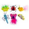 Catstages by Cute As A Bug Plush Interactive Cat Toys, Bug Themed Kicker Catnip Toys with Feathers, Crinkle, Mesh, 6pk, Small, Multicolored