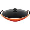 LE CREUSET Wok in Ghisa Vetrificata con Coperchio Vetro, Diametro 36 cm, 4.5 L, Arancione, 25304360900460