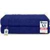 Komfortec Set 2 Teli Sauna 80x200 cm, Spugna 100% Cotone, Blu Navy