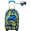 Seven Trolley Scuola New Tech SJ GANG Cuccioli, Blu, Zaino con Carrelino Sganciabile + Occhiali da Sole Bambino protezione UV Blu