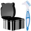 Guador Scatola Per Protesi Dentiera Storage Box Contenitore Bagno per Protesi Cestello Portaspazzolino per Protesi Scatola Per La Conservazione Della Protesi con Spazzola di Pulizia (Blu)