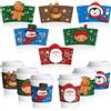 Faccito Maniche Natalizie per Tazza da Tè e Caffè Manicotti in Carta Ondulata Usa e Getta con Pupazzo di Neve Babbo Natale per Bicchieri da 12 Once e 16 Once (Senza Tazze Incluse) (72 Pezzi)