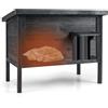 COSTWAY Cuccia Gatto Esterno Inverno 88 x 55 x 71 cm, Casetta Gatti Calda in Legno con Isolamento in Schiuma, Tetto Apribile in Asphalt e Porta, Rifugio termica per Gatti Multipli