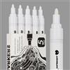 Aurobliss Pennarello Bianco Punta Media 2-3mm, 5 Pezzi Pennarello Indelebile Bianco per Plastica, Tessuti, Sassi, Vetro, Legno, Metallo, Ferro, Gomme, Pneumatici