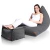 Aiire Pouf Poltrona Sacco Design - Puffo per Sedersi con Poggiapiedi per la Camera da Letto Moderna - Pouffe Salotto XXL con Sgabello Basso - Bean Bag Chair con Poggia Piedi - Puf Grigio