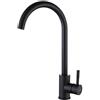KINSE Rubinetto Lavello Cucina in Acciaio Inox, Miscelatore Monocomando, girevole a 360°, Nero