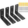 Heozhuyi 4 Pz Staffe per Mensole Pesanti, Staffa per Mensola Nera, Staffe a L, Supporto per Mensola, Staffe per Mensole a Scomparsa, Staffe Angolari da Muro per Mensole in Legno Galleggianti(125 x 100mm)