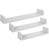 vetrine in rete Vetrineinrete® Set da 3 mensole a Parete in Legno MDF Laccato Bianco o Rovere Grigio a Forma di U libreria scaffale pensili sospesi Kit Montaggio inlcuso a Scomparsa (Laccato Bianco) G50