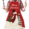 kaping Grembiule da Cucina Grembiuli di Natale | Grembiule da Cuoco Merry, Grembiuli Scozzesi Neri e,Grembiule per Barbecue in Lino con Decorazioni Natalizie con Parole di Buon