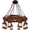 ZH-VBC 8-Lights Lampadario Vintage Retro Industriale, Ruota del Carro Lampadario, Metallo e Vetro Decorativo Apparecchio Illuminazione, per Cucina Bar Biliardo Caffetteria Ristorante, E27