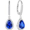 FJ Orecchini Pendenti Goccia Orecchini Halo Solitario Argento 925 Orecchini Spinello Blu Pietre Portafortuna Settembre Gioielli Regalo per Donna