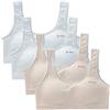 BakerMiche Reggiseno sportivo da bambina, 4 pezzi, traspirante, non necessita di stiratura. Crop Top imbottito leggero, senza cuciture, per ragazze di 8-12 anni, Bianco+color carne, geeignet für mädchen von 8-12