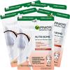 Garnier 5x Garnier Skinactive Maschera in Tessuto Nutri Bomb Nutriente e Illuminante con Latte di Cocco per Pelli Secche e Spente - 5 Maschere Monouso