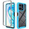 COMAKU Cover per Honor X8a, Trasparente PC Rigido Antiurto 360 Gradi TPU Silicone Custodia Protezione Bumper - Azzurro