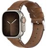 Fullmosa Cinturino Pelle per Apple Watch 49mm 46mm(Serie 11 10) 45mm 44mm 42mm, Cinturino di Ricambio Compatibile con iWatch Ultra 3/2 SE3/2 Serie 9 8 7 6 5 4 3 2 1, Marrone Mou/Fibbia Argento