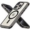 MobNano cover for iPhone 15 Pro Max magnetica, compatibile con MagSafe, cover colorata per iPhone 15 Pro Max, Protezione Antiurto di Livello Militare, Retro Resistente ai Graffi Grigio Titanio/Nero