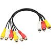 GELRHONR - Splitter da 3 RCA maschio a 6 femmine, cavo sdoppiatore RCA AV Audio Video, cavo di prolunga a Y per TV, DVD, set-top box, 30,5 cm