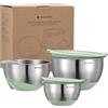 Navaris Set 2 Ciotole in Acciaio Inox Alimenti Colino - Insalatiera con Coperchio Piccola Grande - Ciotola Insalata - Contenitore Lievitazione Pizza - Boule Cucina - Bowl 1,4L 4,7L
