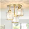 Rayofly Lampadario moderno in cristallo, a 3 luci, con paralume in vetro, lampada da soffitto moderna, per soggiorno, camera da letto, cucina, corridoio, bagno, oro opaco