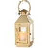 NUPTIO Lanterne D'oro Decorative Interni: Lanterna Da Giardino In Metallo Alta 22cm Con Vetro Candela A Colonna - Decorazione Caminetto Per Natale Casa Soggiorno Veranda Tavolo Da Matrimonio