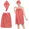 Oemmn 2 kilt da sauna Roma per donna con cuffia da doccia, in spugna, vestibilità ideale per un'esperienza di sauna antiscivolo, asciugamano da sauna da donna, morbido e morbido (rosso mattone)