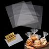Chedin 200 sacchetti di cellophane trasparenti con rilegatura metallica, per pane, biscotti, compleanno dei bambini, 21 x 30/17 x 25/15 cm (18 cm x 28 cm)