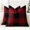 JOTOM Set di 2 Federe per Cuscini 60x60cm Copricuscini Di Natale Agriturismo Classico Plaid Decorativo Cuscini Divano Arredamento per la Casa per Divano Soggiorno Letto (Nero Rosso)